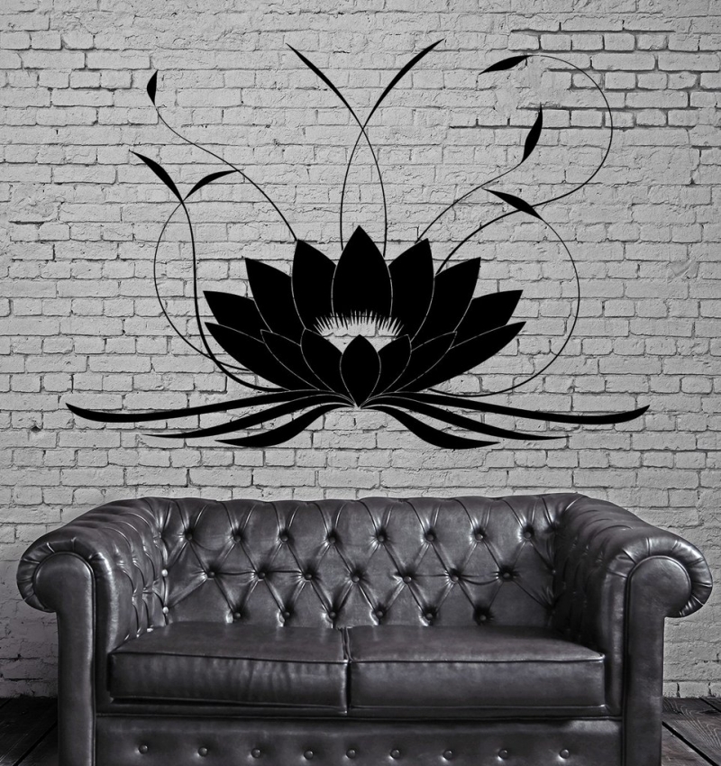 Sticker fleur de lotus gris foncé - RETIF