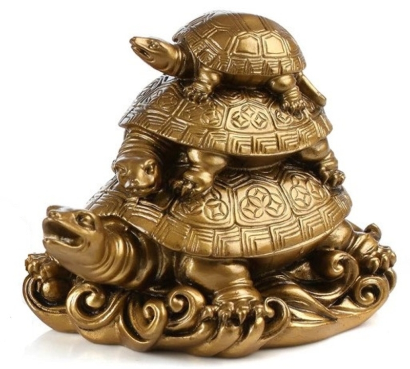 Porte-clés tortue feng shui, symbole de sagesse et de longue vie.