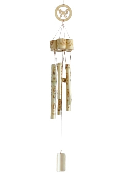 Carillon Papillon Bambou beige 5 Branches - Carillons