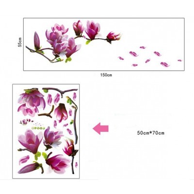 Sticker Fleurs de Magnolia rose