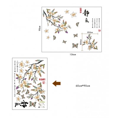 Sticker Fleurs de Prunier Papillons