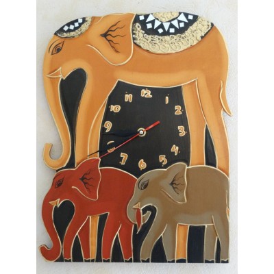 Horloge Murale Famille Eléphants