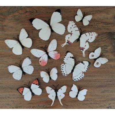 Stickers 12 Papillons Beiges 3D