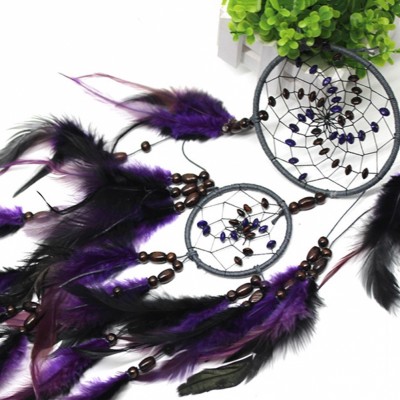 Attrape Rêves Plumes et Perles violettes