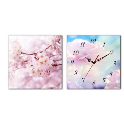 Horloge Murale Fleurs de Cerisier rose