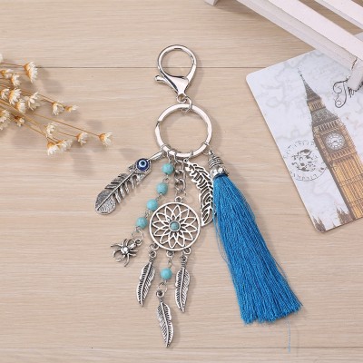 Porte Clés Attrape Rêves Plumes Talisman bleu