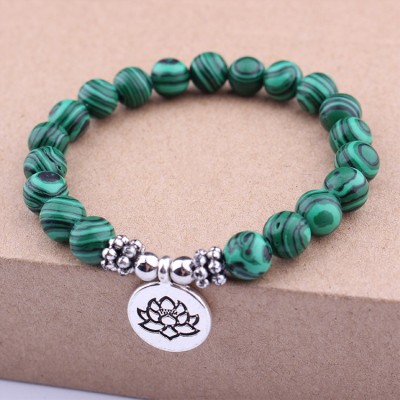 Bracelet Symbole Lotus en Malachite