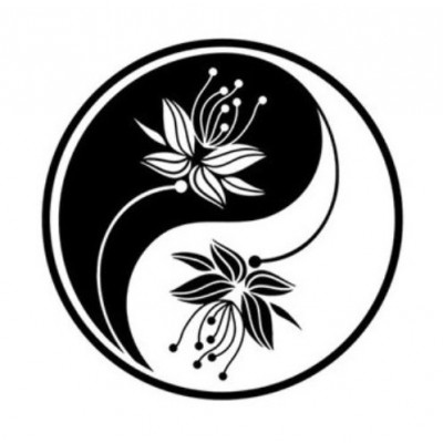 Sticker Yin Yang Fleurs de Lotus