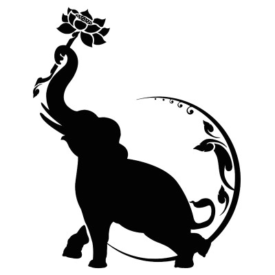 Sticker Eléphant Fleur de Lotus