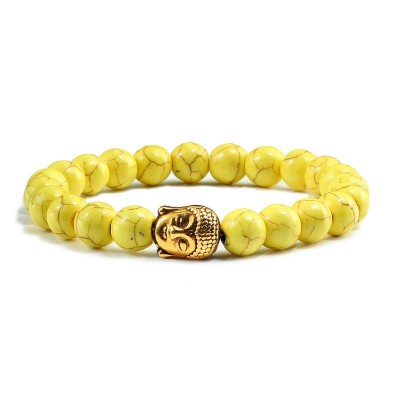 Bracelet Bouddha doré en Howlite jaune