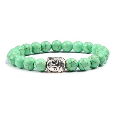 Bracelet Bouddha argenté en Howlite vert