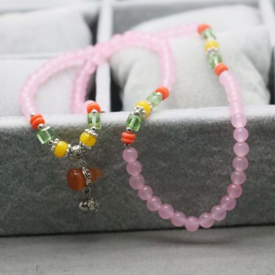 Bracelet Wu lou en Calcédoine rose