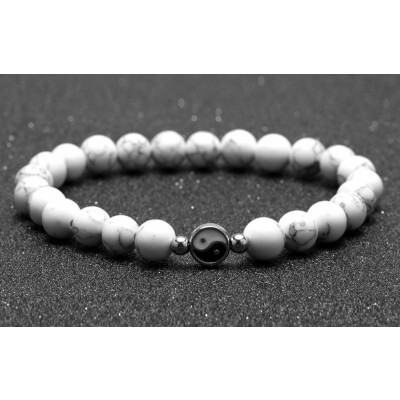 Bracelet Yin Yang Howlite blanche