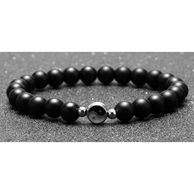 Bracelet Yin Yang Onyx noir mat