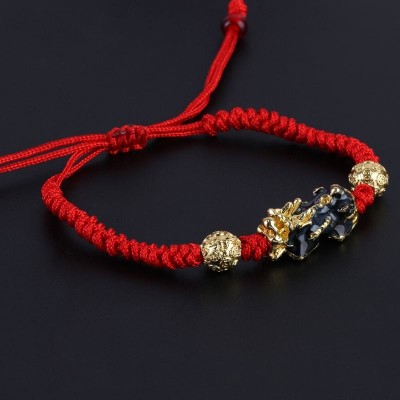 Bracelet Fils rouge Pi Yao bleu Mantras