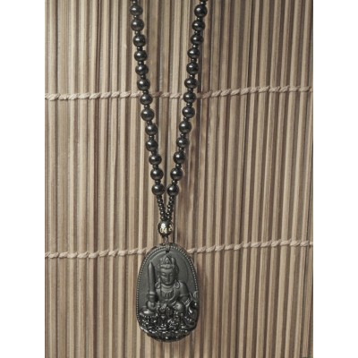 Suspension Bouddha Manjusrhi en Obsidienne noire