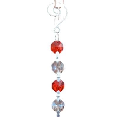 Suspension Cristal Solaire rouge 20mm Spirale et Cercle