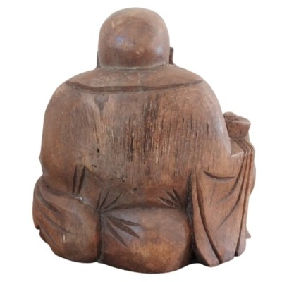 Statue Bouddha Riant en Teck 17cm