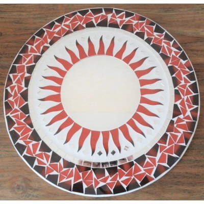 Miroir Soleil Mosaïque rouge et blanc 40cm