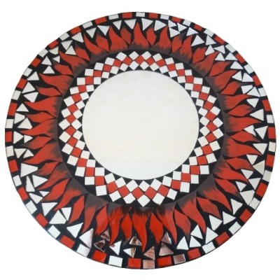 Miroir Soleil Mosaïque rouge et noir 40cm