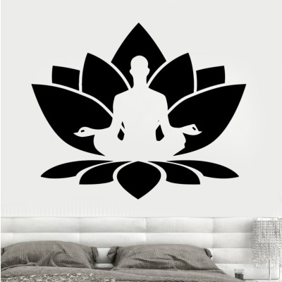 Sticker Bouddha sur Fleur de Lotus