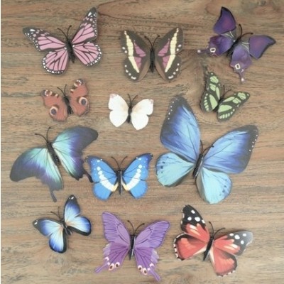 Stickers 12 Papillons Multicolores 3D