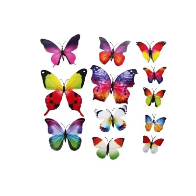 Stickers 12 Papillons Couleurs d'Eté 3D