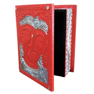 Boite Bouddha rouge et argent 19cm