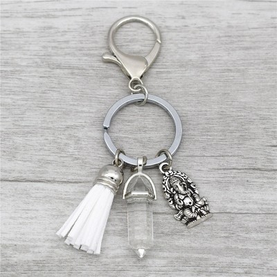 Porte Clés Ganesh Prisme Chakra en Cristal blanc