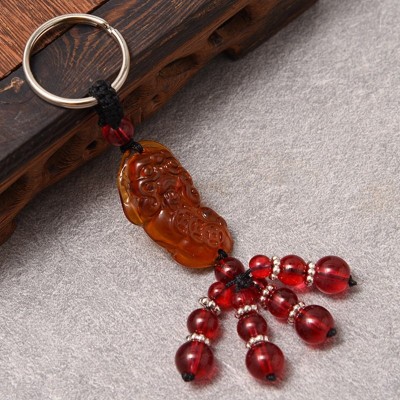 Porte Clés Pi Yao en Agate rouge