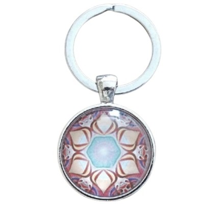 Porte Clés Sun Yantra Mandala rose