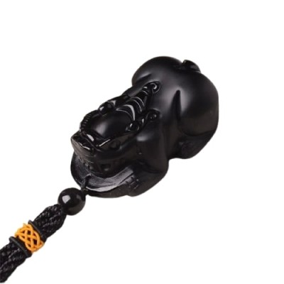 Suspension Pi Yao en Obsidienne noire