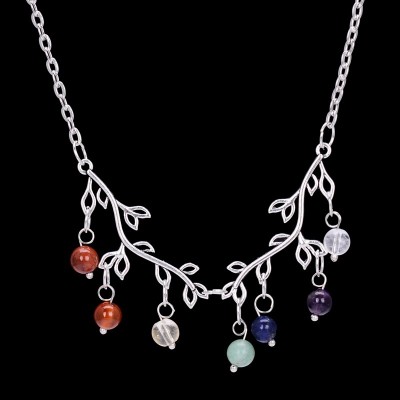 Collier Pendentif Branches des 7 Chakras