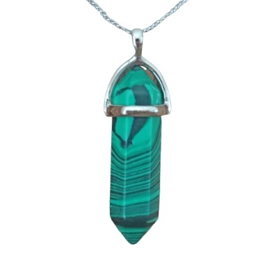 Collier Pendentif Prisme Chakra en Malachite