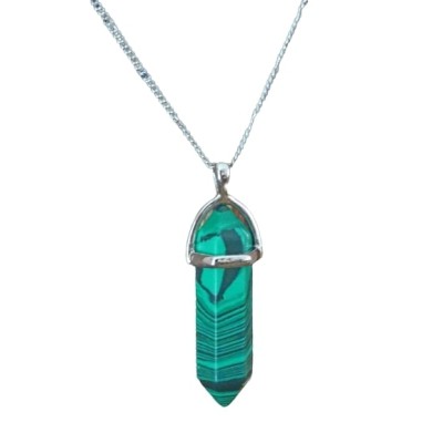 Collier Pendentif Prisme Chakra en Malachite