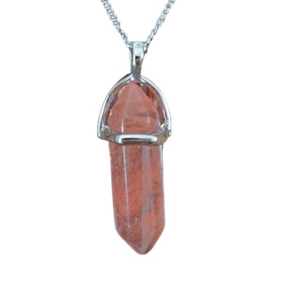 Collier Pendentif Prisme Chakra en Quartz Cerise