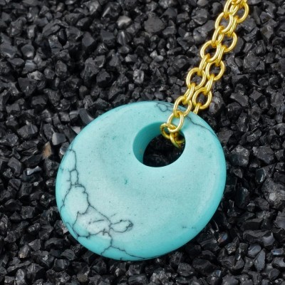 Collier Pendentif Donut en Turquoise