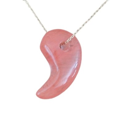 Pendentif Virgule en Quartz Cerise