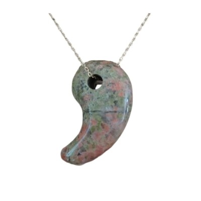 Pendentif Virgule en Unakite