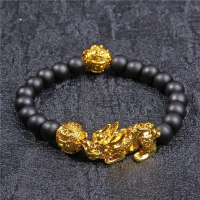 Bracelet Pi Yao Double Mantras en Onyx noire