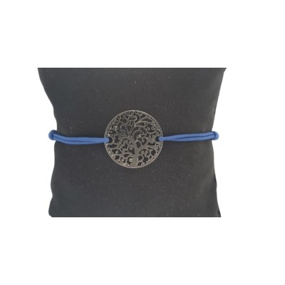 Bracelet bleu Arbre de Vie argenté
