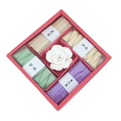 Coffret rouge, Encens, Brûle Encens Fleur de Lotus