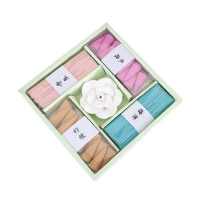 Coffret vert, Encens, Brûle Encens Fleur de Lotus