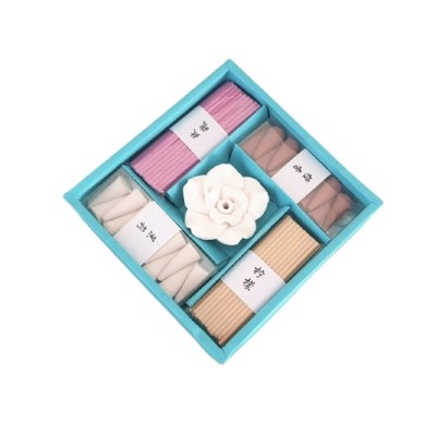 Coffret turquoise, Encens, Brûle Encens Fleur de Lotus