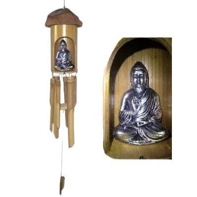 Carillon Bambou Bouddha Thaï argenté