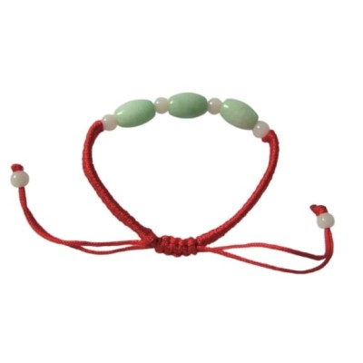 Bracelet rouge Perles en Jade vert