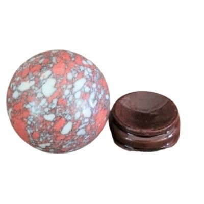 Boule de Howlite Marbrée rouge et blanche 40mm