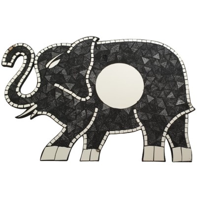 Miroir Mosaïque Eléphant noir 60cm