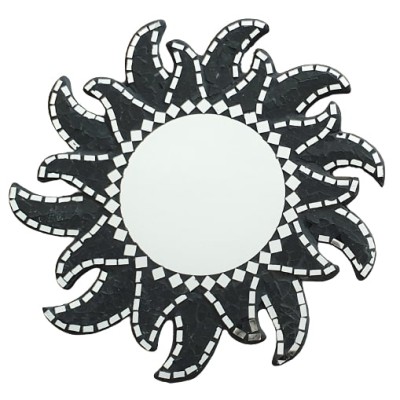 Miroir Double Soleil Mosaïque noir 40cm