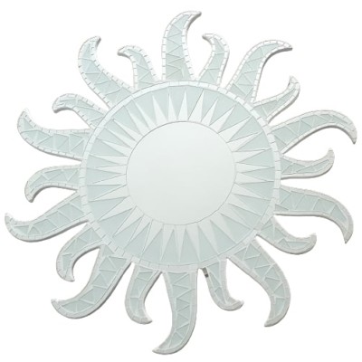 Miroir Soleil Mosaïque blanc 60cm